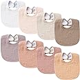 Konssy Muslin Baby Bibs 8 Pack Baby Bandana Drool Bibs Cotton for Unisex Boys Girls, 8 Solid Colors Set for Teething Drooling