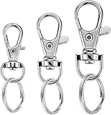 YHYZ Keychain Clips Swivel Set 3 Sizes Lobster Claw Hooks with Rings Silver view 1