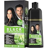 gowwim Black Hair Dye Shampoo, Natural Plant-Based Semi Permanent Hair Color Shampoo for Instant Grey Coverage Touch up for Women & Men Long-Lasting (Black6)