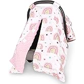 Pea Pod Car Seat Cover for Baby, Infant Carseat Cover with Peekaboo Opening Car Seat Canopy Cover, Nursing Cover for Baby Boys Girls (Rainbow)