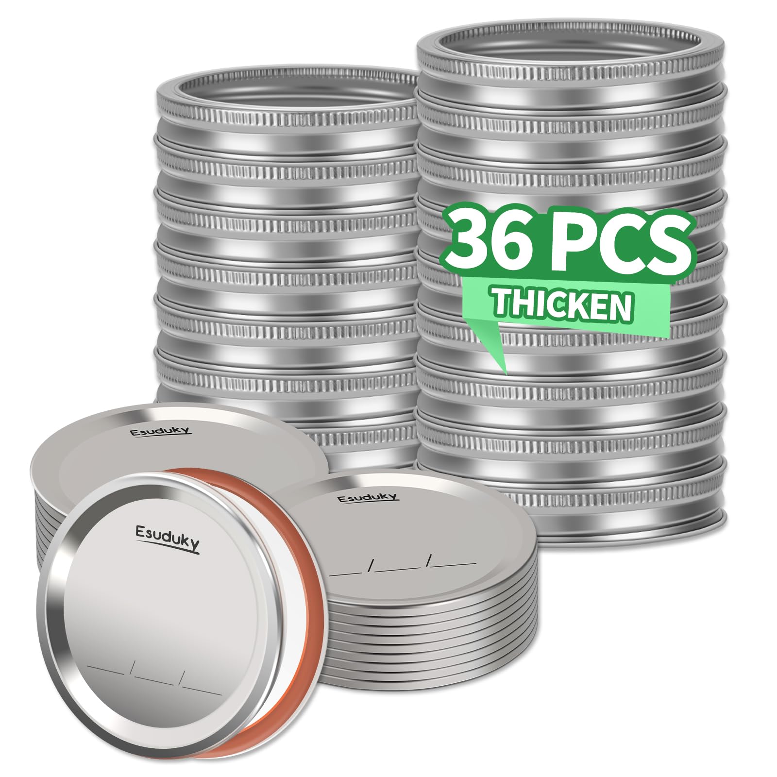 6 Pcs Regular Mouth Mason Jar Lids - Tinplate Leak-Proof Lids With Sealing Ring For Storage Jars