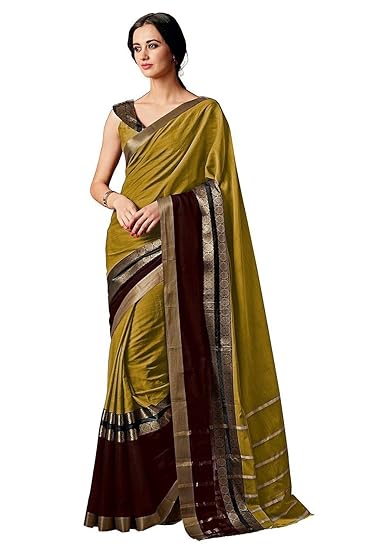 Womens Art Cotton Silk Saree With Blouse Piece