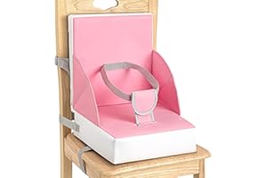 ASKCAT Toddler Booster Seat for Dining Table, Portable Kids Seat with Safety Buckles, High Cushion for Travel with Non-Slip Bottom, One-Second Cleaning (Pink)