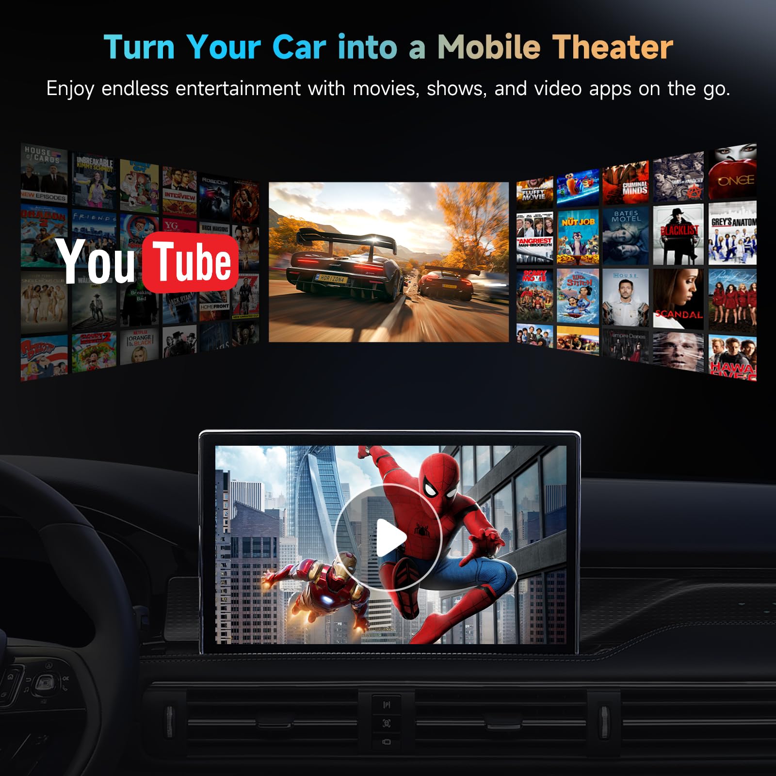 ATOTOZONE AD5 Adattatore Wireless CarPlay & Android Auto, Car Video Box Plug & Play, Aggiornamento 2025 Ai Box CarPlay con Netflix, YouTube, Dual Wi-Fi, Bluetooth, ChatGPT, Nero Grigio