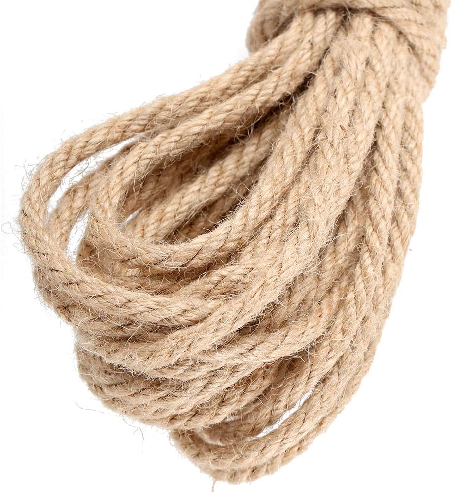 KINGLAKE 6 mm Thick Garden Jute Rope String Natural 20m Strong Hemp Rope Cord Art Craft Twine For Gift Packing Garden Bundling