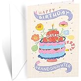 Prime Greetings Birthday Card Great Granddaughter, Made in America, Eco-Friendly, Thick Card Stock with Premium Envelope 5in x 7.75in, Packaged in Protective Mailer