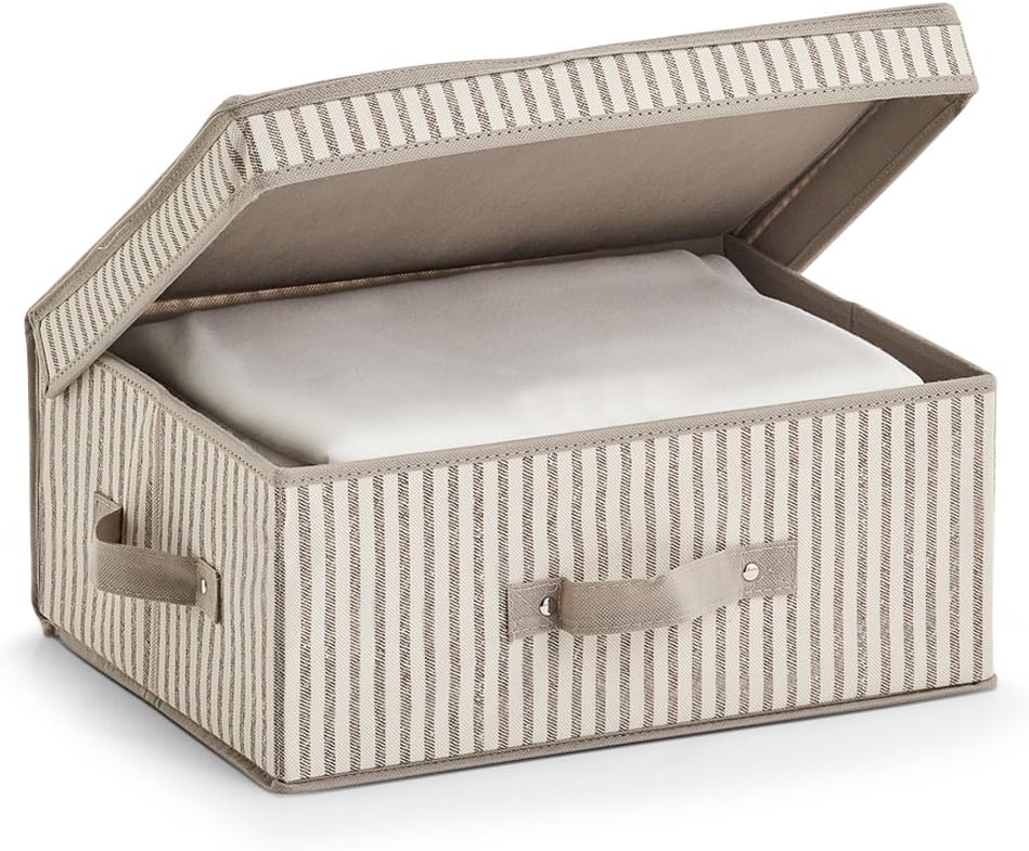 Zeller Caja con Tapa Stripes, Fieltro, Color Beige: Amazon.es: Hogar