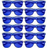 Geopty 12 Pack Colorful Lens Neon Party Sunglasses Bulk Adults Unisex Fun Colored Glasses Set