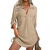 GKBK Women Swimsuit Coverup Bathing Suit Cover Ups for Swimwear Swim Summer Bikini Beachwear Drawstring Beach Dress Shirt