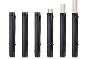 Henoyso 6 Pcs Poster Tube with Strap Bulk Extendable Blueprint Holder Expand from 24.5" to 40", Black Poster Carrying Storage Case for Maps, Scrolls, Documents, Drawings, Artworks, Banner Paper