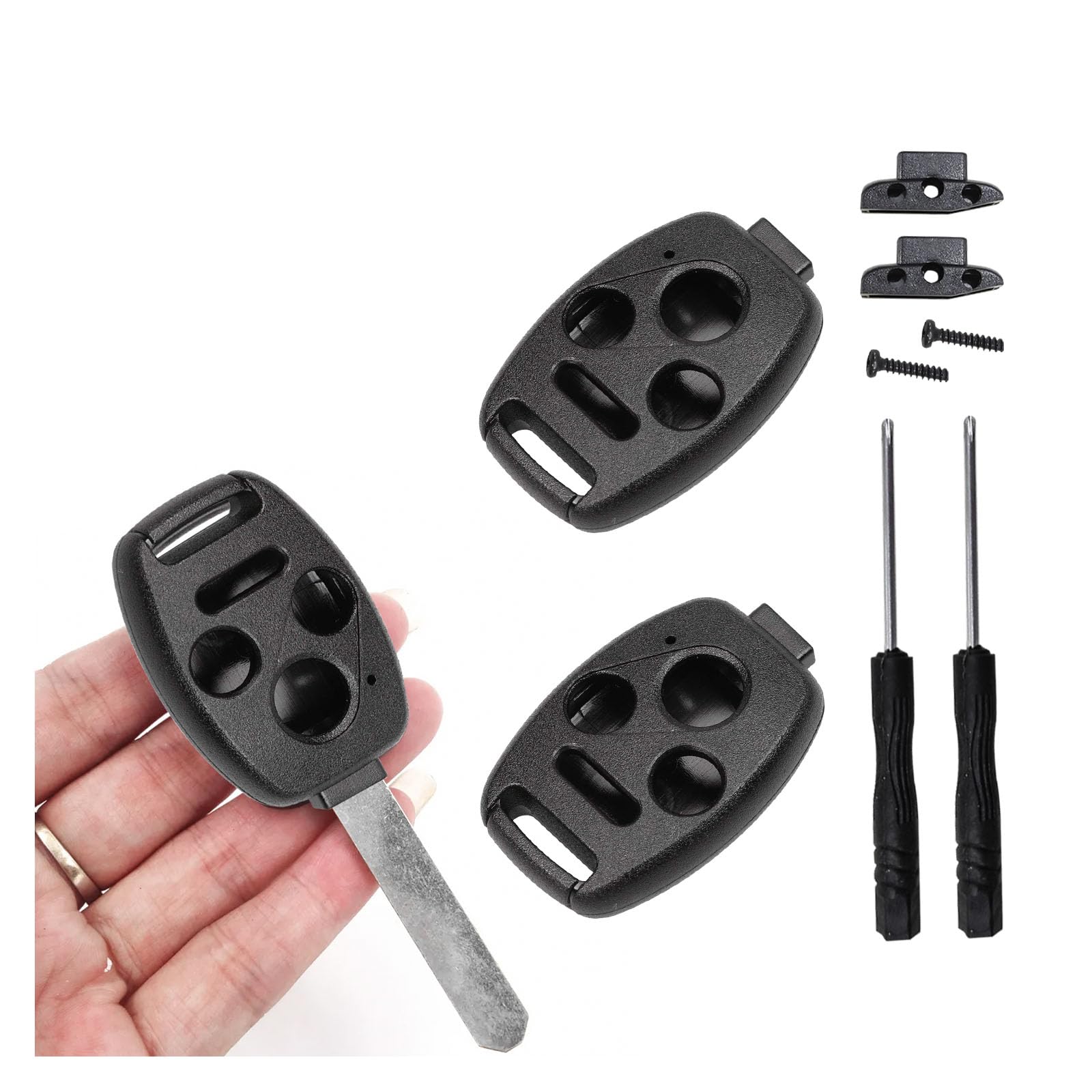 Photo 1 of Augeny 2PCS Replacement Key Fob Case Shell, No Cutting Required Car Key Fob Keyless Entry Remote Shell Case for 2003-2012 Accord/ 2006-2013 Civic EX/ 2009-2015 Pilot/ 2005-2006 CR-V (3+1 Hole)