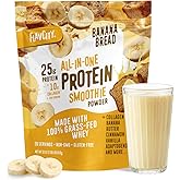 FlavCity All in One Protein Shake Powder, Banana Bread - On the Go Meal Alternative + Collagen Peptides, Reishi & Cordyceps -