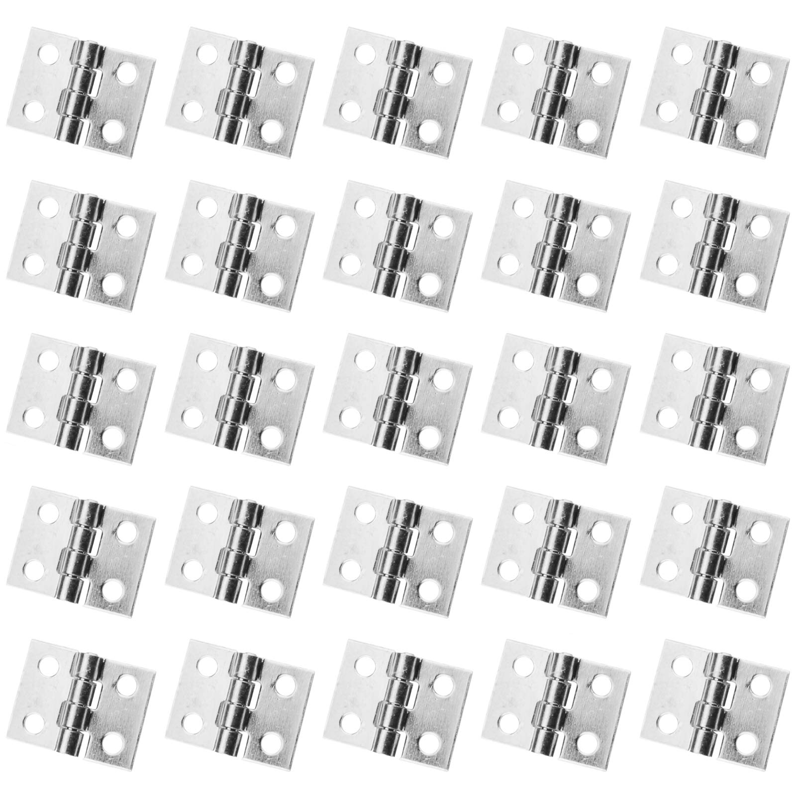 DMGARDEN 100 pcs Small Mini Hinges,Door Hinges,Vintage Hinge,Cabinet Hinges,Mini Cabinet Drawer Butt Hinges Connectors (Sliver)