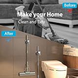 homeasy Mop Broom Holder 4 Pcs Stainless Steel Self Adhesive Wall Mounted Silver view 3