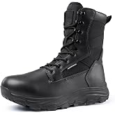 FREE SOLDIER Men's Tactical Boots 8 Inches Military Lightweight Durable Hiking Motorcycle Combat Waterproof Boots(Dark Black,12)