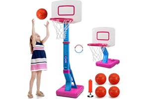 Jugana Toddler Basketball Hoop Indoor/Outdoor Kids Mini Poolside Basketball Goal with 4 Balls Adjustable Height Basketball Game for Toddler Kids, Christmas Birthday Gift for Boys Girls Age 3 4 5 6 7 8