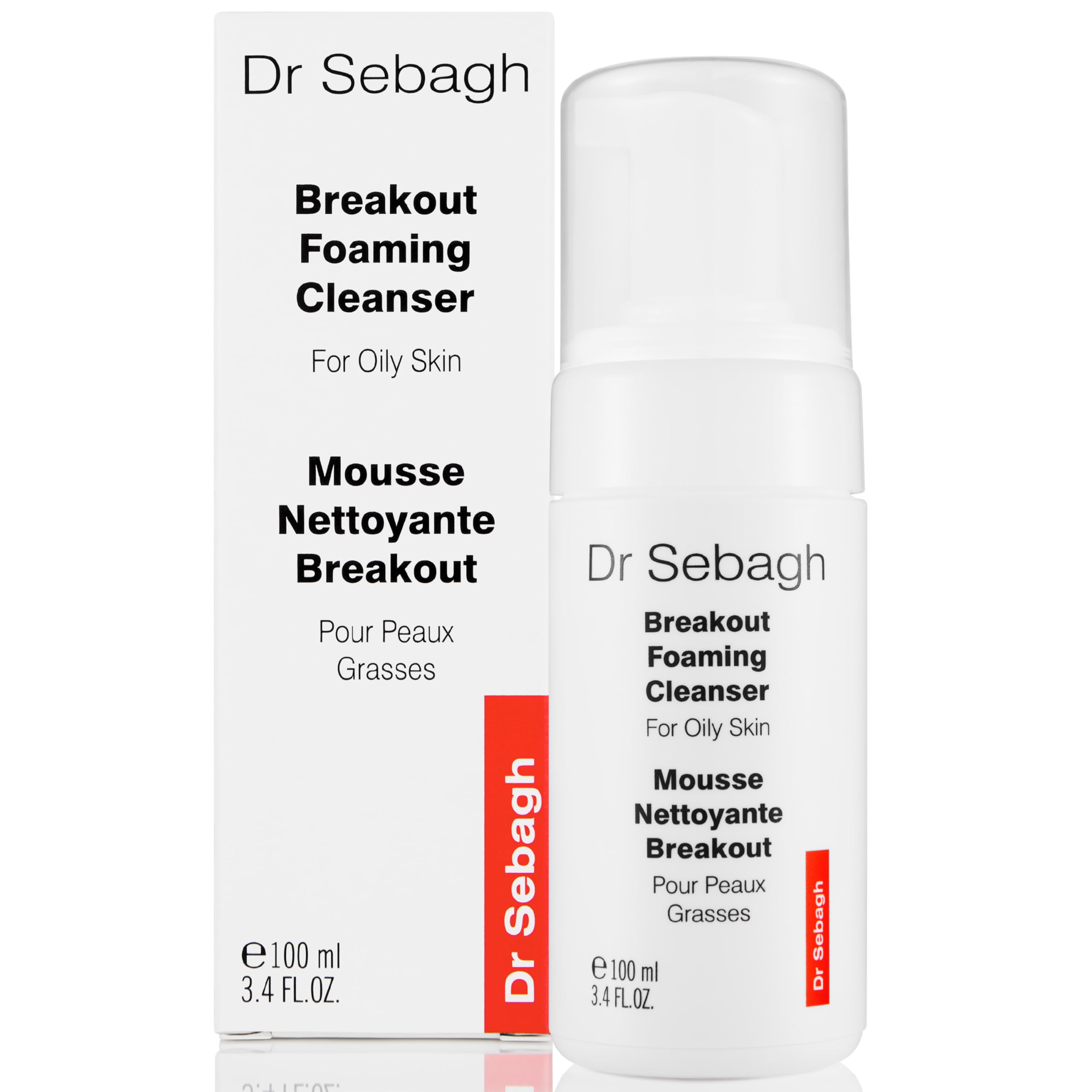 Dr Sebagh Breakout Foaming Cleanser (100 ml) - Face Wash for Acne Prone/Oily Skin - Purifies, Clears & Hydrates - Foam Face Wash for Oily Skin - Deep Pore Cleanser - Travel Size Facewash