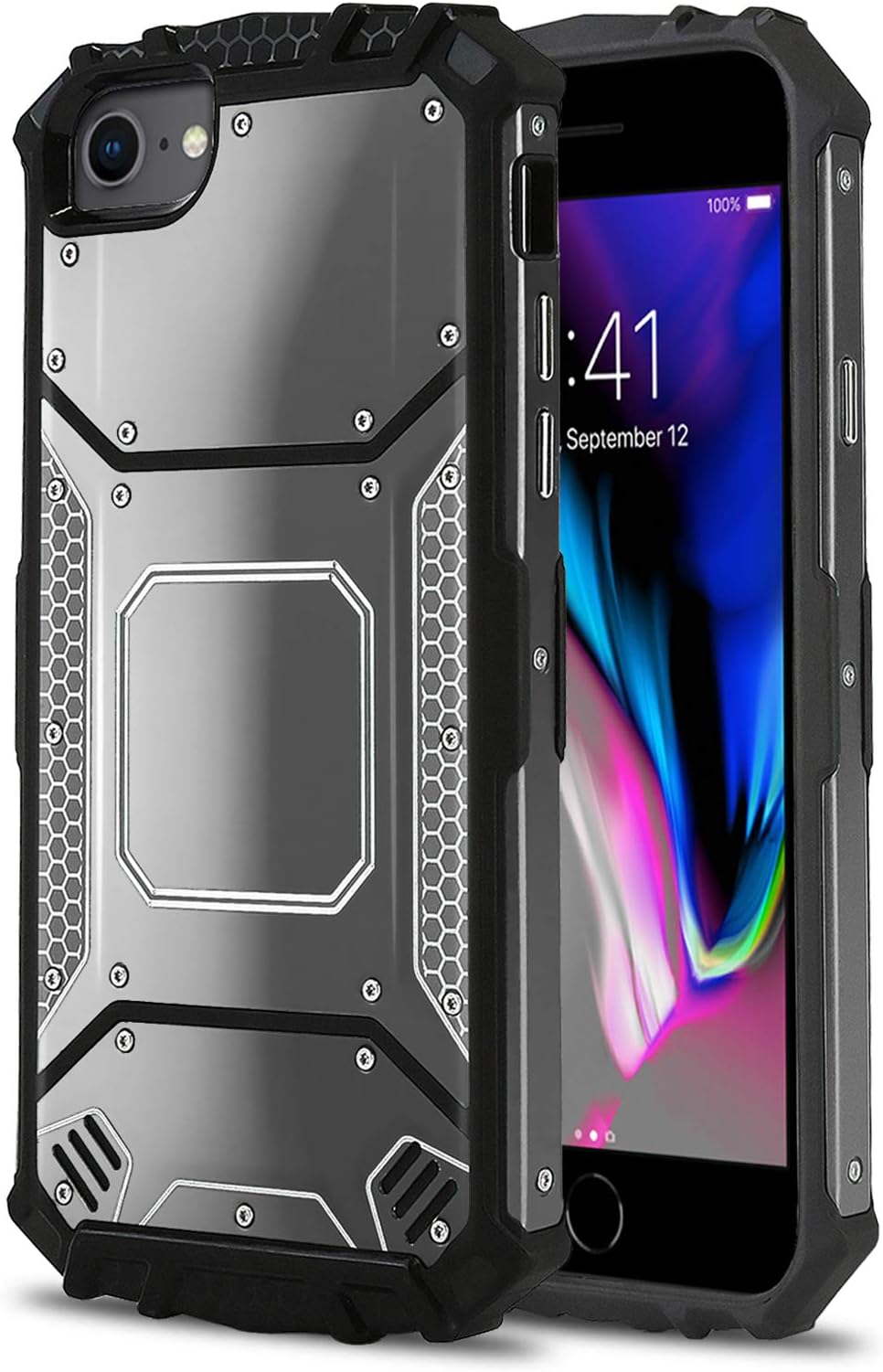 Phone Case for [Apple iPhone 6/6s Plus, 7/7s Plus, 8 Plus (5.5 inch)], [Alloy Series][Gun Metal] Aluminium [Metal Plate] Military Grade Cover for iPhone 6/6s Plus, 7/7s Plus, 8 Plus (5.5 inch)