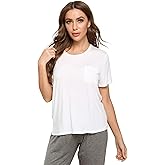 GYS Bamboo Viscose T Shirts for Women, Soft Short Sleeve Pajama Shirt Lounge Top, Comfy Casual Tee