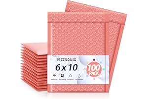 Metronic Bubble Mailers 6x10" 100 Pack Pale Pink Self-Seal Padded Envelopes Usable Size 6x9" Waterproof Bubble Envelopes Cushioning Mailer for Small Business Mailing Makeup, Jewelry, Gifts