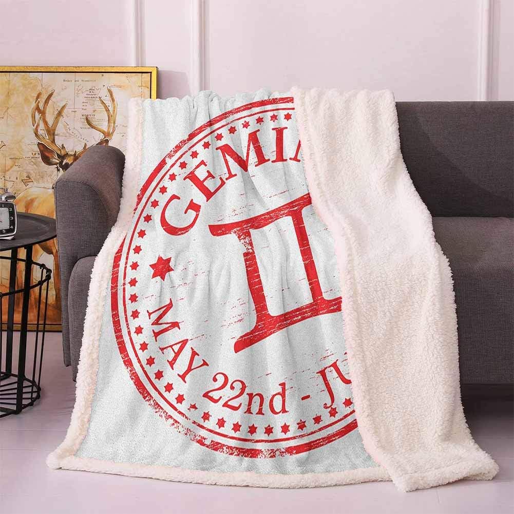 Zodiac Gemini Full Size Blankets for Bed Weathered Old Rubber Stamp