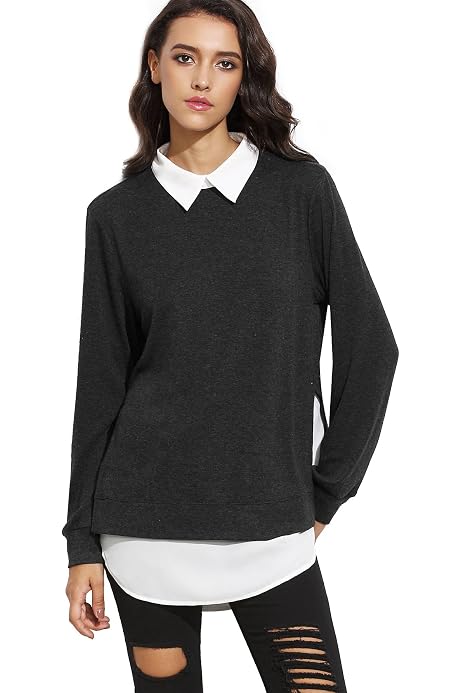 Women for Fall V-Neck Collared Sweater 
