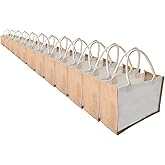 Jute Beach Tote Bags,MEIANJUN Bridesmaid Tote Bags retro tote Bag, country chic Arts and Crafts 14.5*10.7*6.5[pcs12]Jute Bags with Handle Resuabale Grocery Bag for Travel,DIY,Shopping,Beach,Wedding