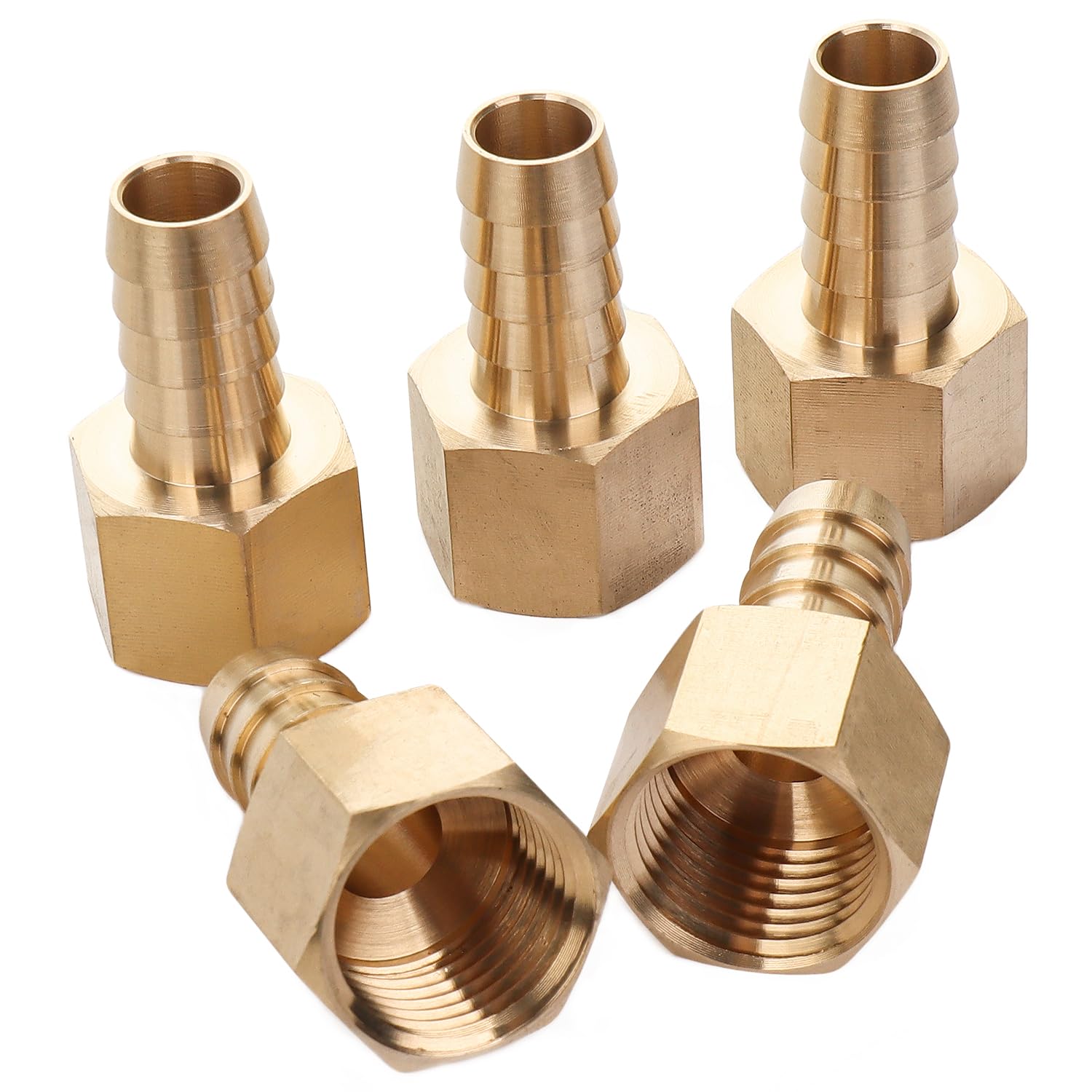 LTWFITTING Brass BSP Fitting Coupler/Adapter 1/2-Inch Female BSPP x 12mm Hose Barb(Pack of 5)