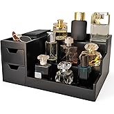 UUyuality Countertop Perfume & Makeup Organizer - Wooden Rack, Cologne Stand Shelves & Skincare Organizer for Bedroom Dresser, Organizador de Perfumes Estante para Perfumes (Black, 01)