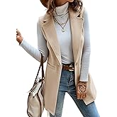 IDEALSANXUN Womens Wool Vest Fall Winter Long Sleeveless Blazer Jackets Cardigan