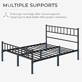 Yaheetech Double Metal Bed Frame 4ft6 with Headboard and Footboard Black view 7
