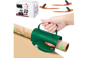 BEYONDTRADE Wrapping Paper Roll Cutter 1pc Gift Wrap Cutter Tool with Handle 3 Replaceable Blade for Birthday Thanksgiving Christmas Sliding Green