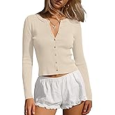 Darong Women's Long Sleeve Ribbed Knit Slim Fit Top Button Down Lightweight Cardigan Going Out Shirts Spring Clothes 2026