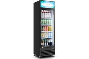 BODEGACOOLER Commercial Refrigerators Glass Door, 9 Cu.ft Commercial Beverage Fridge, Glass Door Display Cooler for Beer,Bar,