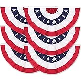 3 x 6Ft American Pleated Fan Flag, USA Patriotic Half Fan Bunting Flags, 4th of July Decorations Outdoor Banner(Set of 6)
