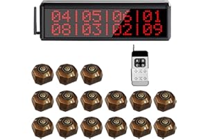 WNKRUN Restaurant Pager System 1600+ Feet Wireless Calling System with 1 Display Screen/1 Remote Control/15 Call Buttons for Restaurant Customer Service (400D+X1-15)