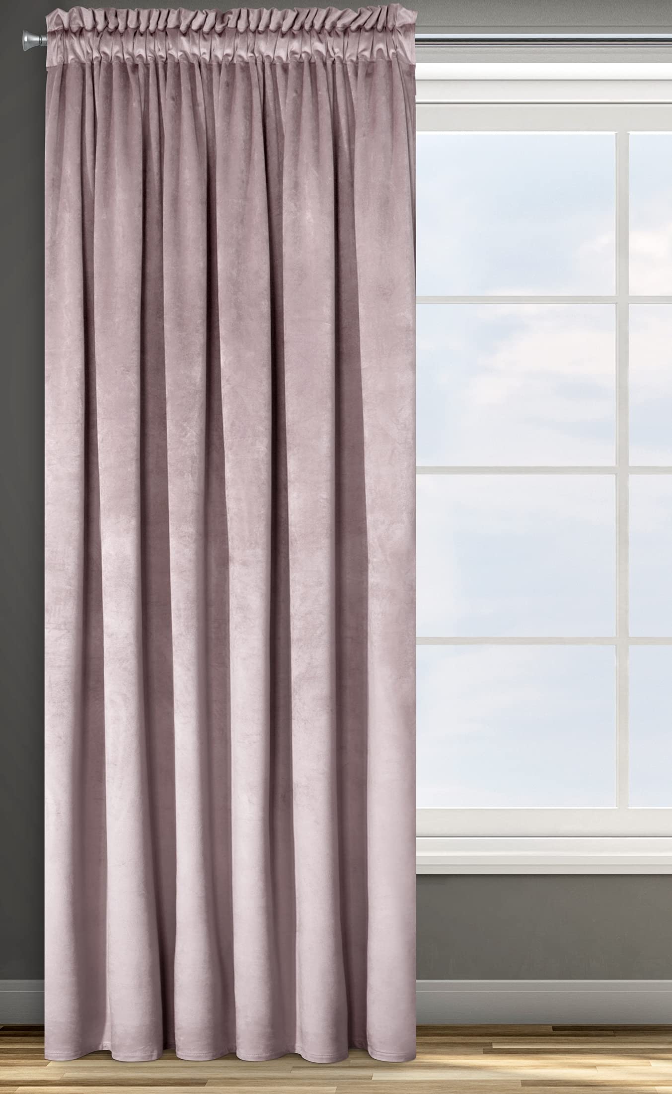 Eurofirany Design91 ROSA Soft Plain Opaque Velvet Curtain with Tape For Rail - 1 Unit, Fluffy Panel Drape Classic Glamour Elegant Living Room, Bedroom, W53 x L118, Dark Pink