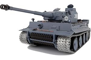 HENG LONG Modified Edition 1/16 2.4ghz Remote Control German Tiger I Gray Color Tank Model(360-Degree Rotating Turret)(Steel Gear Gearbox)(3800mah Nimh Battery)(Metal Tracks &Sprocket Wheel & Idle Wheel)