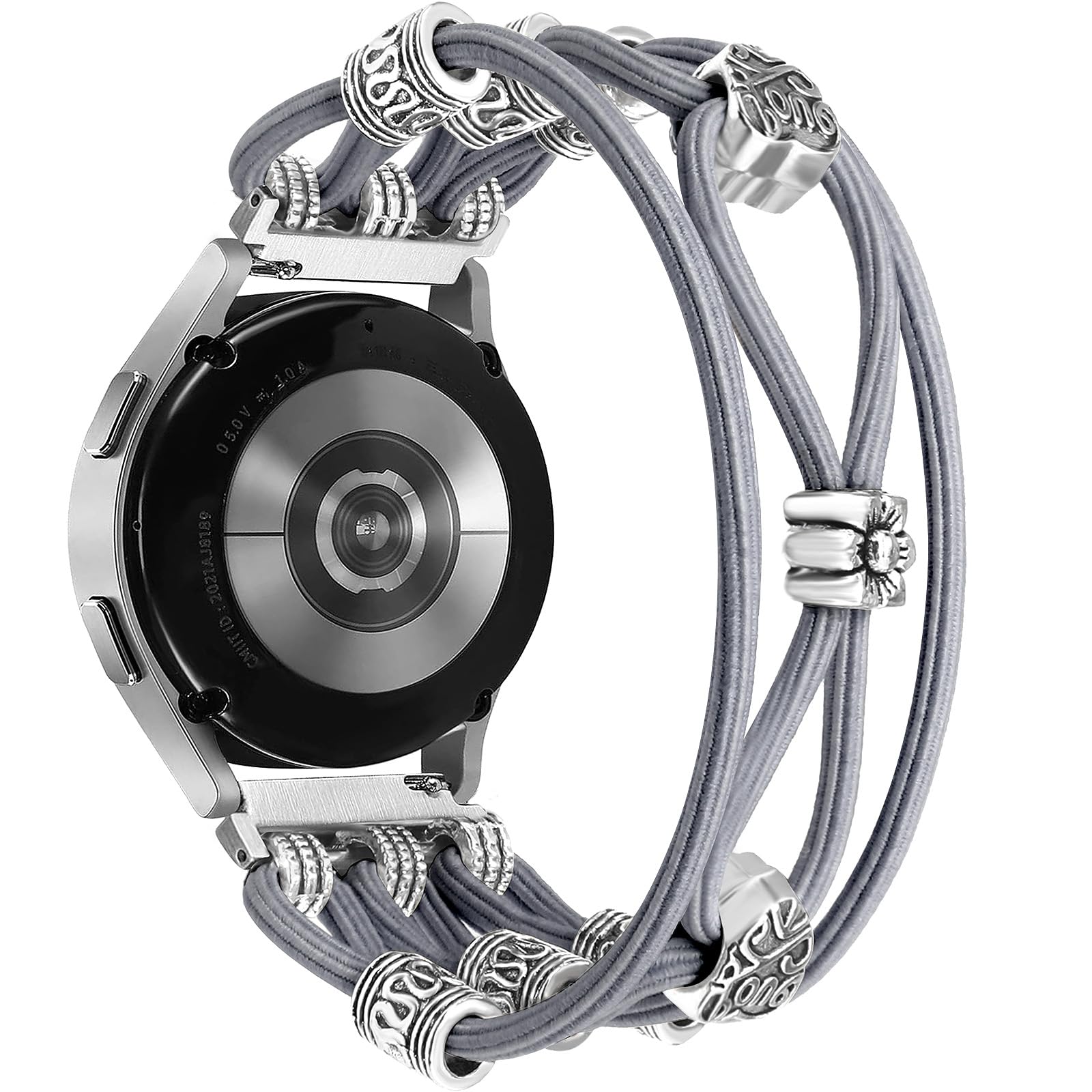 Newlibery Beaded Bracelet Compatible for Samsung Galaxy Watch 7/6/5/4/Active 2 40mm 44mm, 6 Classic 43mm 47mm, 5 Pro 45mm/Watch 4 Classic 42mm 46mm, 20mm Boho Stretchy Strap for Women