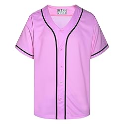 DEHANER Pink Blank Baseball Jersey Style Shirts for