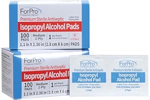 FORPRO PROFESSIONAL COLLECTION ForPro Premium Sterile Alcohol Prep Pads, 70% Isopropyl, 200 Medium 2-Ply Antiseptic Wipes, Individually-Wrapped, 100-Count (Pack of 2)