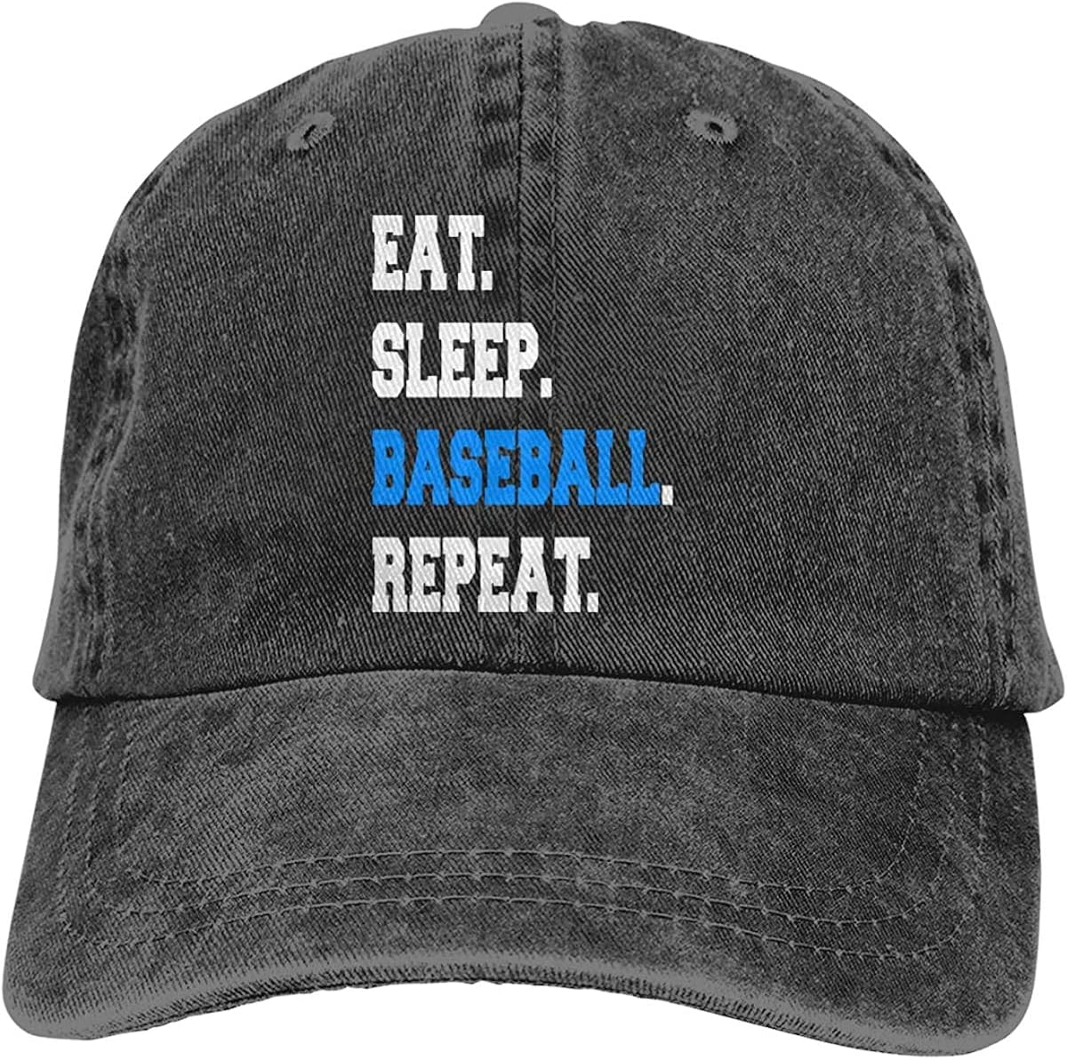 Unisex Eat Sleep Baseball Repeat Sayings Apparel Vintage Washed Twill Baseball Cap Adjustable