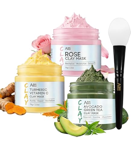 Amazon.com : Wizia 3-Pack Clay Face Mask Set with Brush | Dead Sea