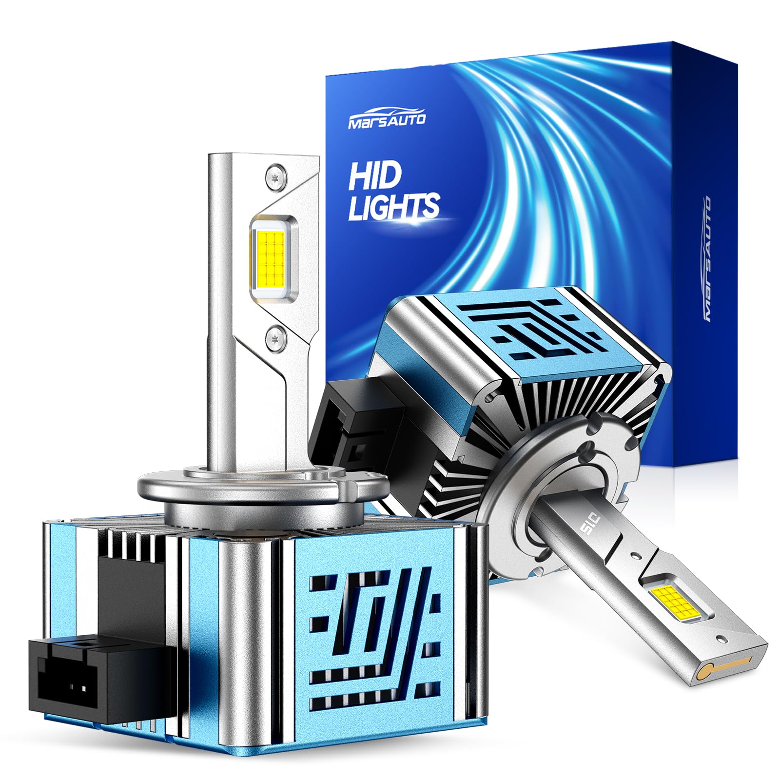 Marsauto D1S HID Bulbs, 6000K White 10X Brighter for 66144 66140 85140 85415 HID Assembly, Plug and Play Fog Light Bulb, Pack of 2 Image