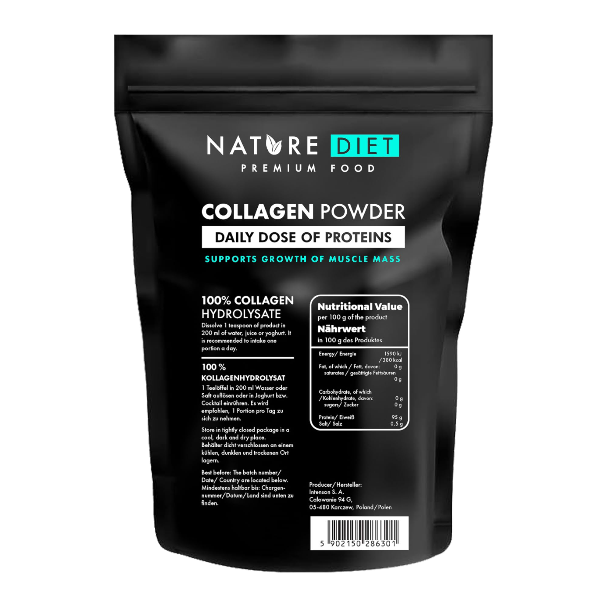 Nature Diet - Collagen Powder (Type I, III) | 600 g | Hydrolysate | Unflavored | Collagen Peptides | Source of Protein