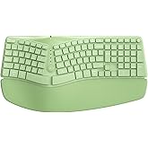 TISHLED Bow Split Ergonomic Keyboard Wireless with Cushioned Wrist & Palm Rest, Wireless 2.4G/Bluetooth/Wired USB-C, Comfortable Natural Typing, Compatible with Windows/Mac/PC/Laptop, Matcha Green