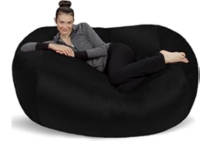 Sofa Sack Bean Bag Lounger - Plush Bean Bag Sofas with Super Soft Microsuede Cover - XL Memory Foam Stuffed Lounger Chairs for Kids, Adults, Couples - Jumbo Bean Bag Chair Furniture 6 Feet - Black
