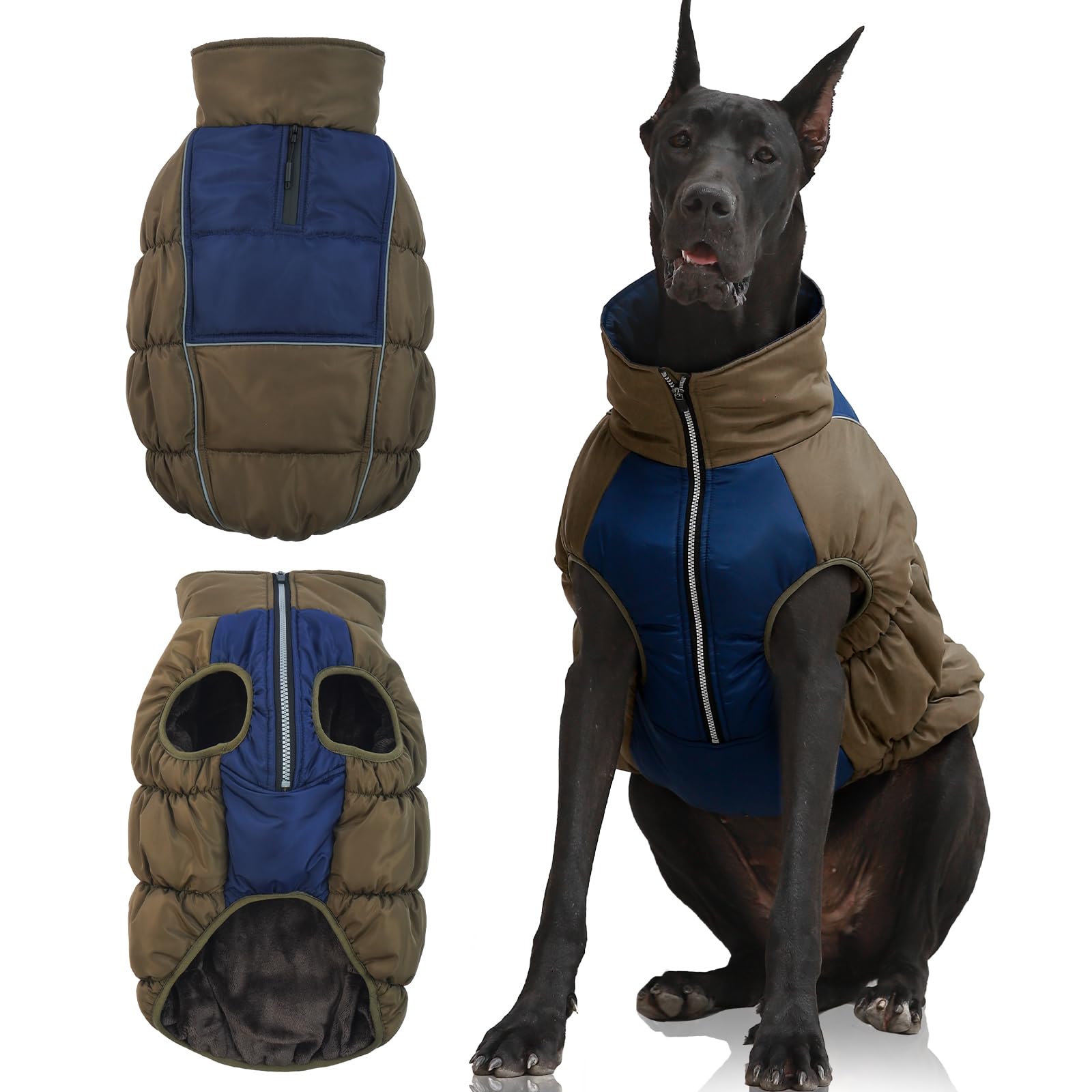 IECOii Extra Large Dog Coat,Coats For Large Dog Winter Waterproof,3xl Dogs Snow Jacket With Fleece Lined,Reflective Turtleneck Pet Winter Coats Zipper Pet Jackets For Extra Large Dogs,XXX-Large