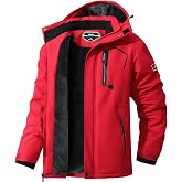 MAOYSSEN Men's Ski Jacket Winter Coat | Fleece Lining Warm Waterproof Raincoat with Detachable Hooded