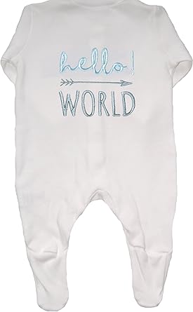 hello world baby sleepsuit